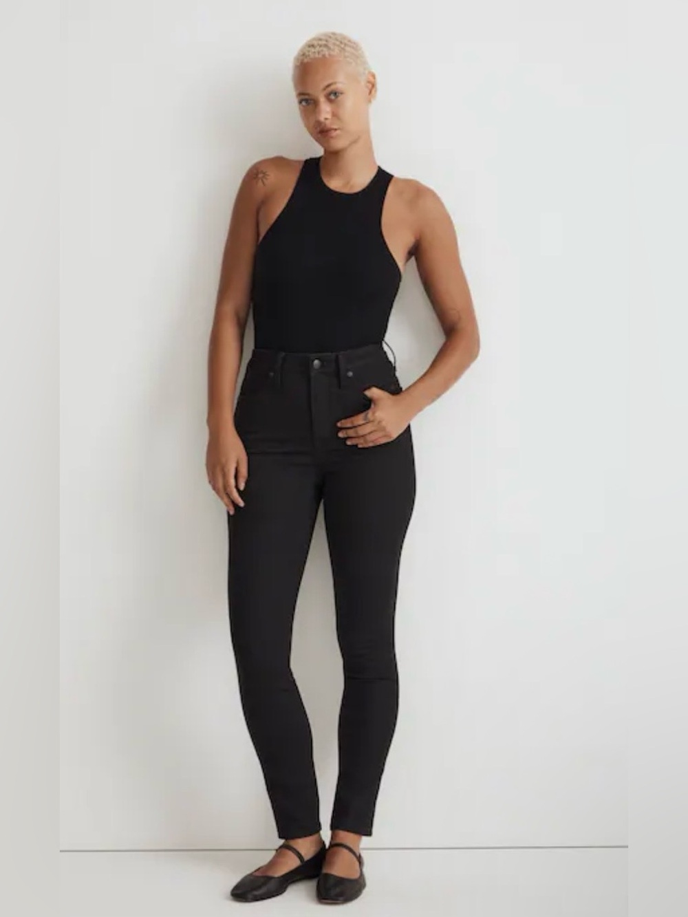 Madewell Hillary embroidered curvy high rise skinny Black Jeans 26